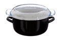 Black Deep Fryer with Wire Basket and Glass Lid
