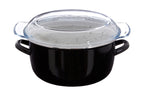 Black Deep Fryer with Wire Basket and Glass Lid