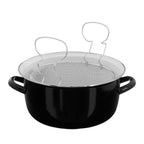 Black Deep Fryer with Wire Basket and Glass Lid