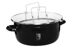 Black Deep Fryer with Wire Basket and Glass Lid