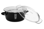 Black Deep Fryer with Wire Basket and Glass Lid