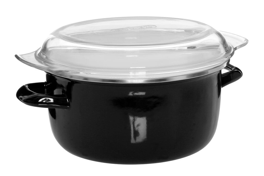 Black Deep Fryer with Wire Basket and Glass Lid