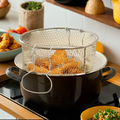 Black Deep Fryer with Wire Basket and Glass Lid