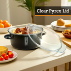 Black Deep Fryer with Wire Basket and Glass Lid