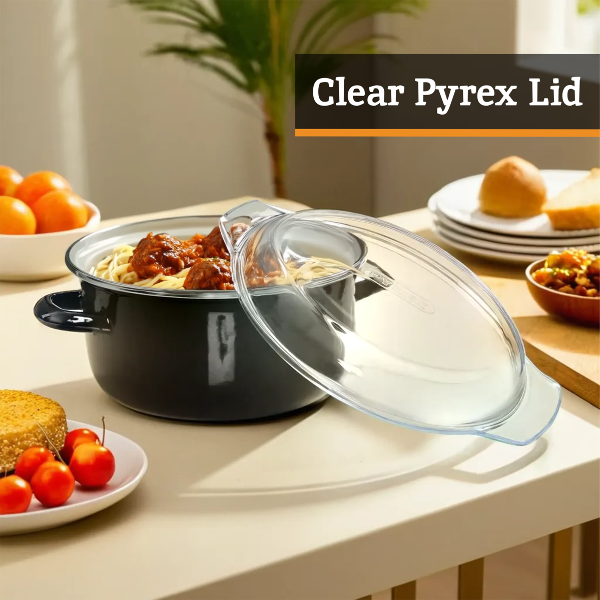 Black Deep Fryer with Wire Basket and Glass Lid