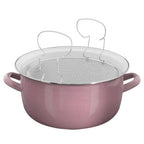 Pink Deep Fryer with Wire Basket and Glass Lid