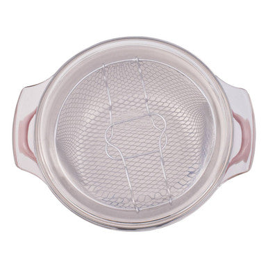 Pink Deep Fryer with Wire Basket and Glass Lid