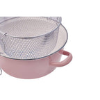 Pink Deep Fryer with Wire Basket and Glass Lid