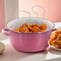 Pink Deep Fryer with Wire Basket and Glass Lid