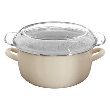 Cream Deep Fryer with Wire Basket and Glass Lid