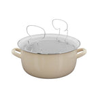 Cream Deep Fryer with Wire Basket and Glass Lid