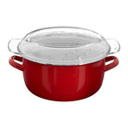 Red Deep Fryer with Wire Basket and Glass Lid