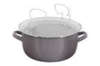 Cool Grey Deep Fryer with Wire Basket and Glass Lid