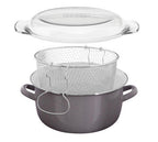 Cool Grey Deep Fryer with Wire Basket and Glass Lid