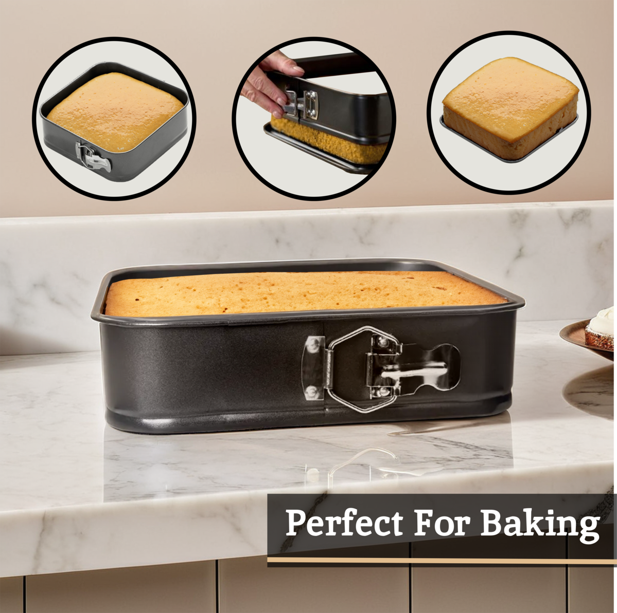 Set Of 3 Springform Square Cake Tins