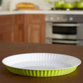 Lime Green and White Flan Dish