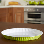 Lime Green and White Flan Dish