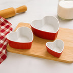 Red Set of 3 Heart Shape Oven Dishes