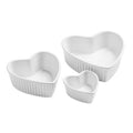 White Set of 3 Heart Shape Oven Dishes