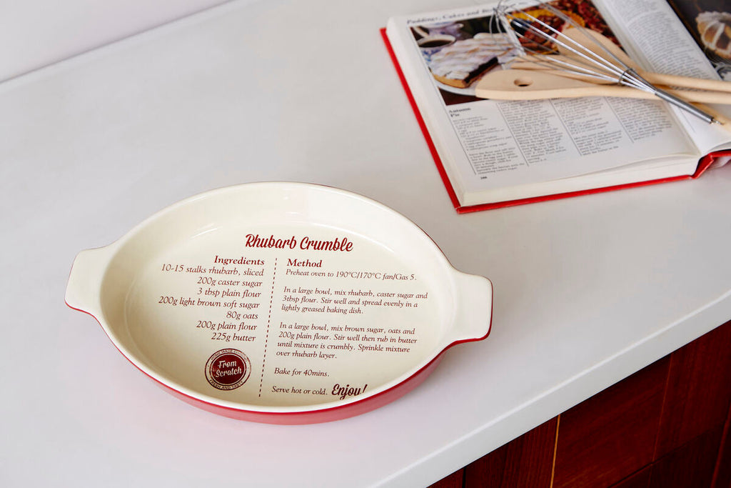Red Stoneware Oval Baking Dish