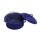 Round Self Basting Blue Enamel Roaster