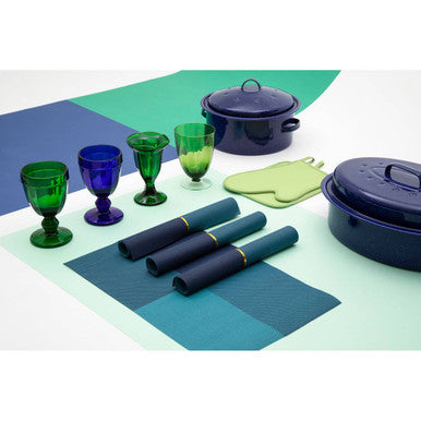 Round Self Basting Blue Enamel Roaster