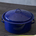 Round Self Basting Blue Enamel Roaster