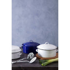 Round Self Basting Blue Enamel Roaster