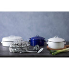 Round Self Basting Blue Enamel Roaster