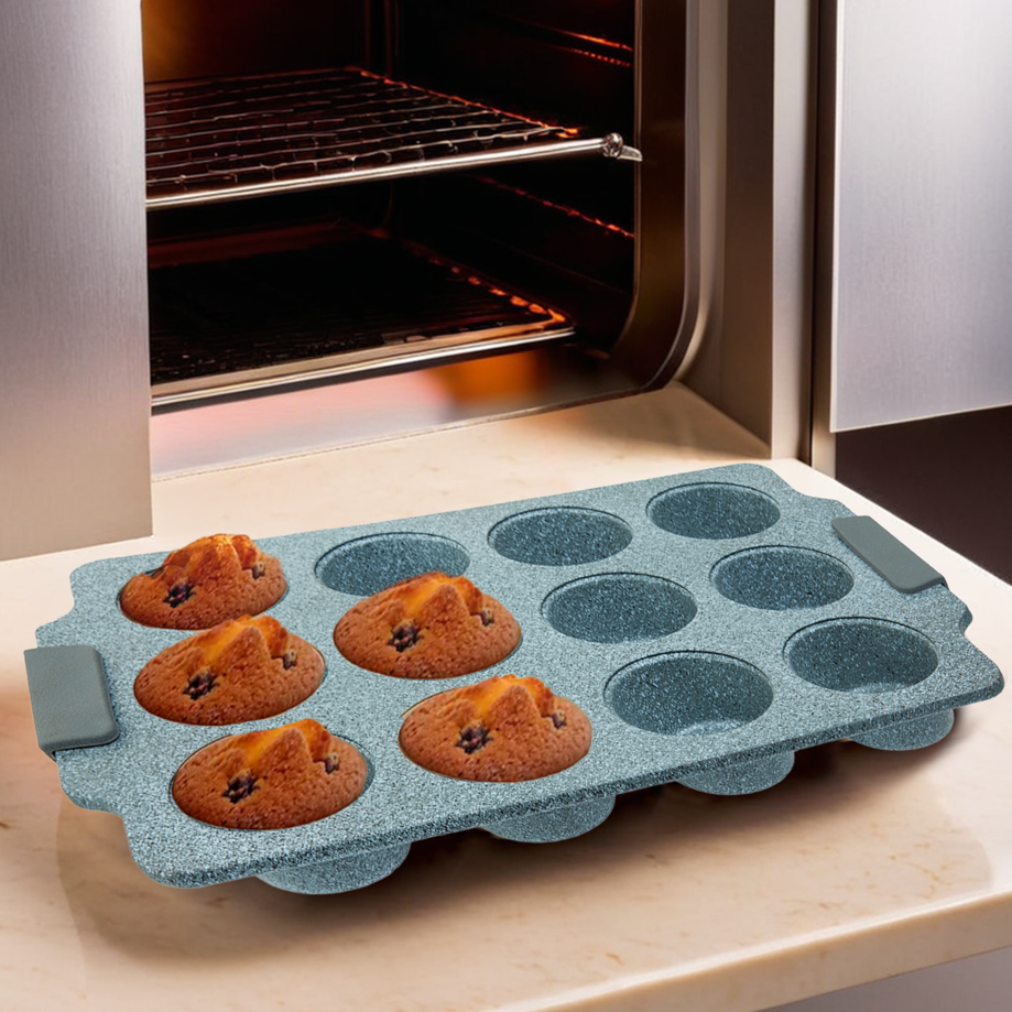 Twelve Cup Marble Effect Muffin Tray