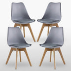 White Halo Dining Table & Set of 4 Lorenzo Jamie Tulip Dining Chairs with Padded Seat