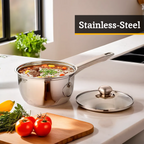 Set of 3 Stainless Steel Saucepans with Glass Lids