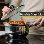 Set of 3 Stainless Steel Saucepans with Glass Lids