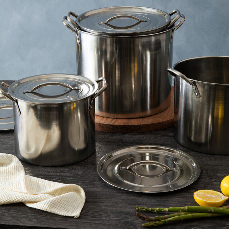 Set of 4 Stainless Steel Stock Pots with Lids
