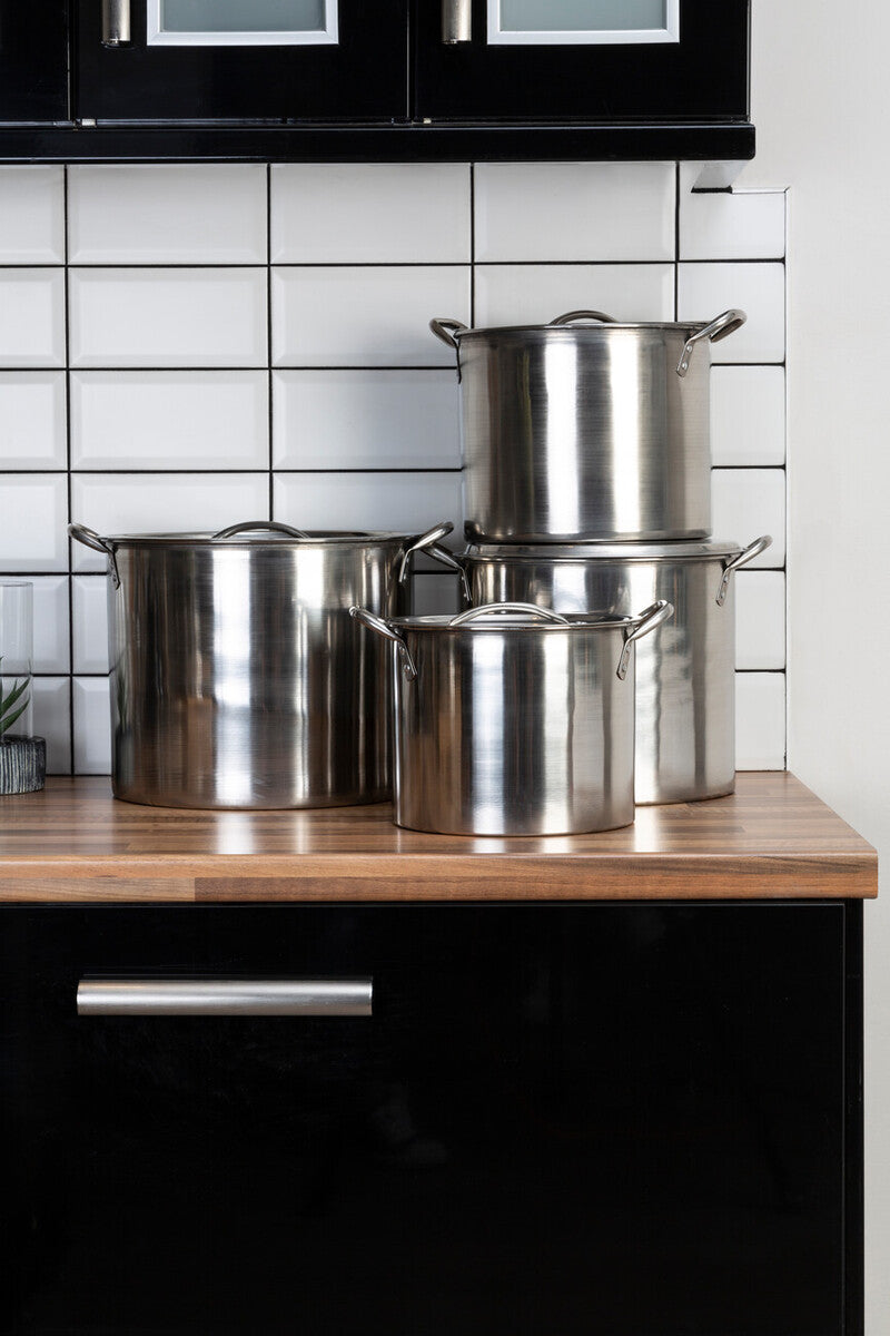 Set of 4 Stainless Steel Stock Pots with Lids