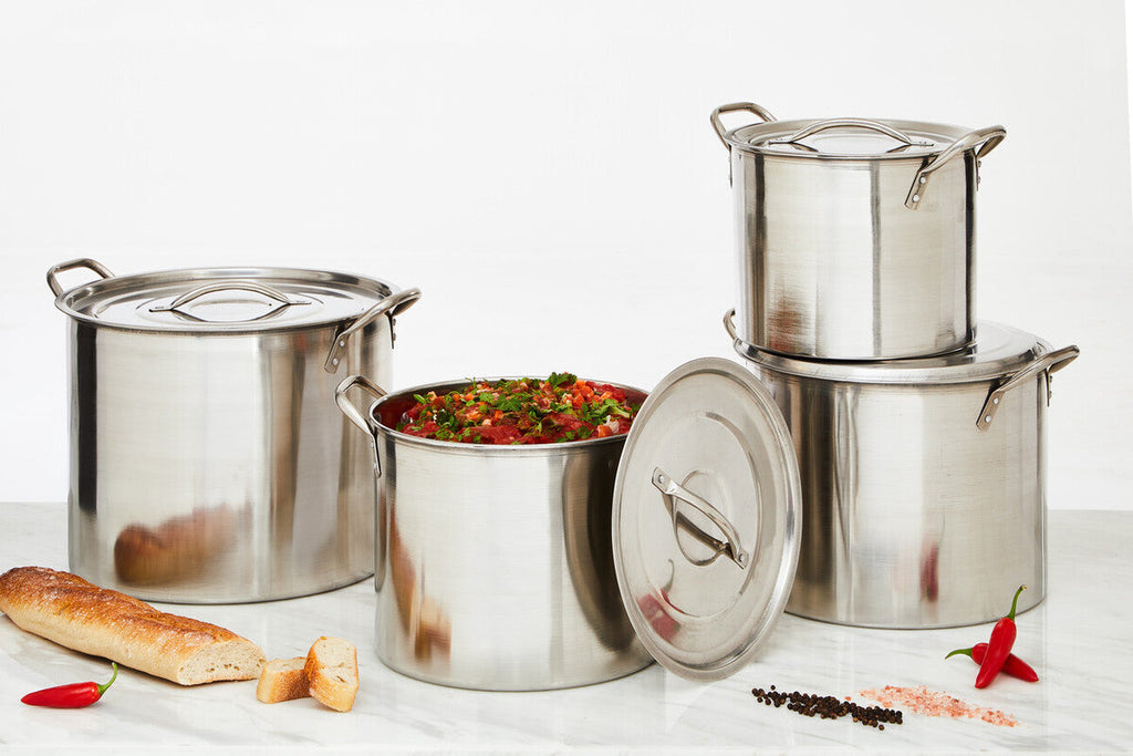 Set of 4 Stainless Steel Stock Pots with Lids