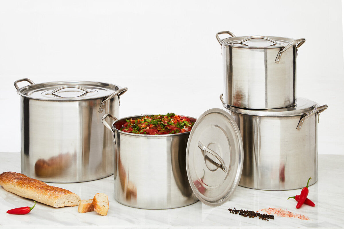 Set of 4 Stainless Steel Stock Pots with Lids