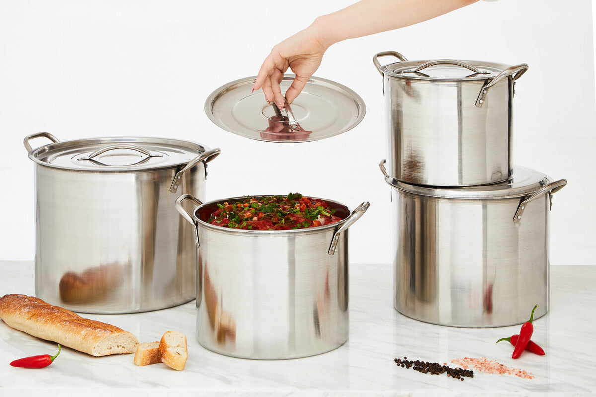 Set of 4 Stainless Steel Stock Pots with Lids