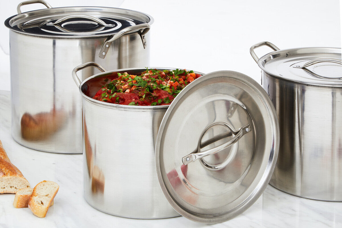 Set of 4 Stainless Steel Stock Pots with Lids