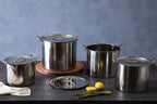 Set of 4 Stainless Steel Stock Pots with Lids