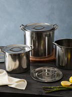 Set of 4 Stainless Steel Stock Pots with Lids