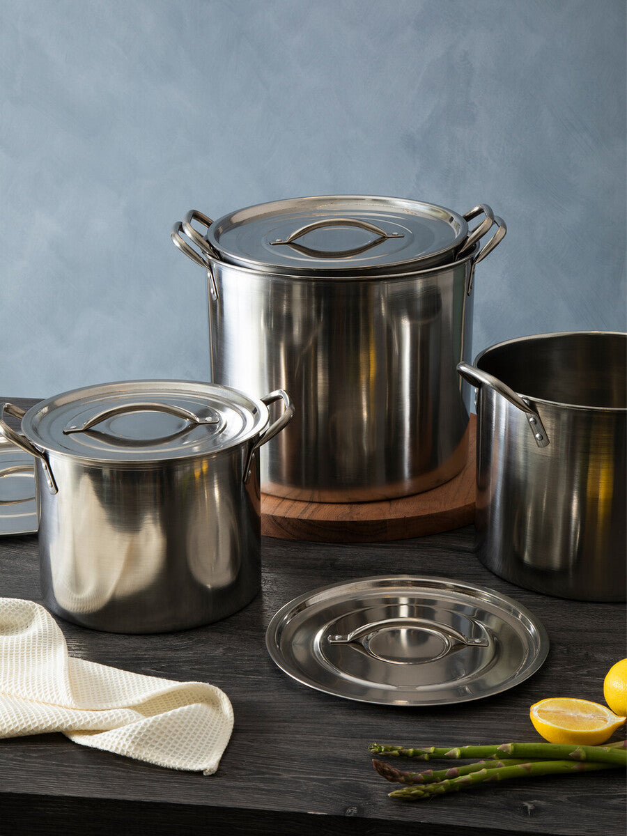 Set of 4 Stainless Steel Stock Pots with Lids