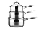 Set of 3 Stainless Steel Saucepans with Lids