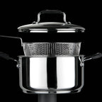 22cm Stainless Steel Chip Pan with Glass Lid and Wire Basket