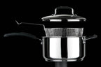 22cm Stainless Steel Chip Pan with Glass Lid and Wire Basket