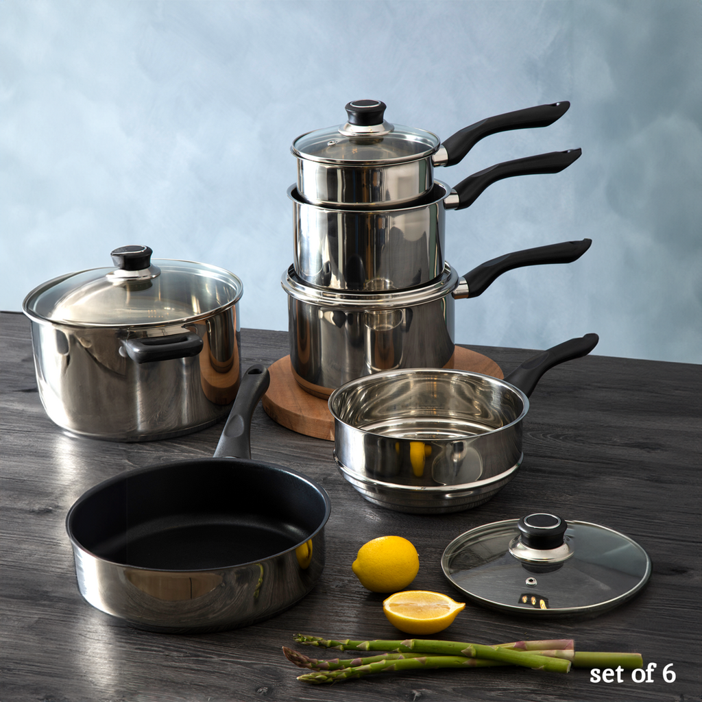6 Piece Stainless Steel Cookware Set