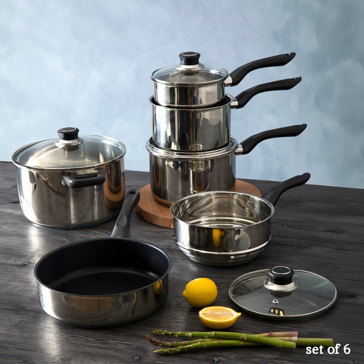 6 Piece Stainless Steel Cookware Set