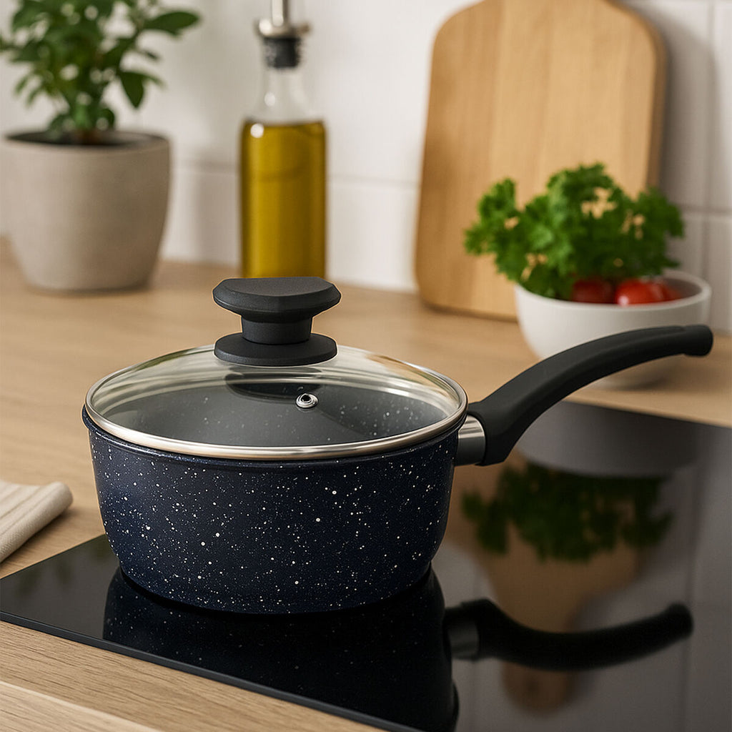 18cm Non-Stick Saucepan with Glass Lid