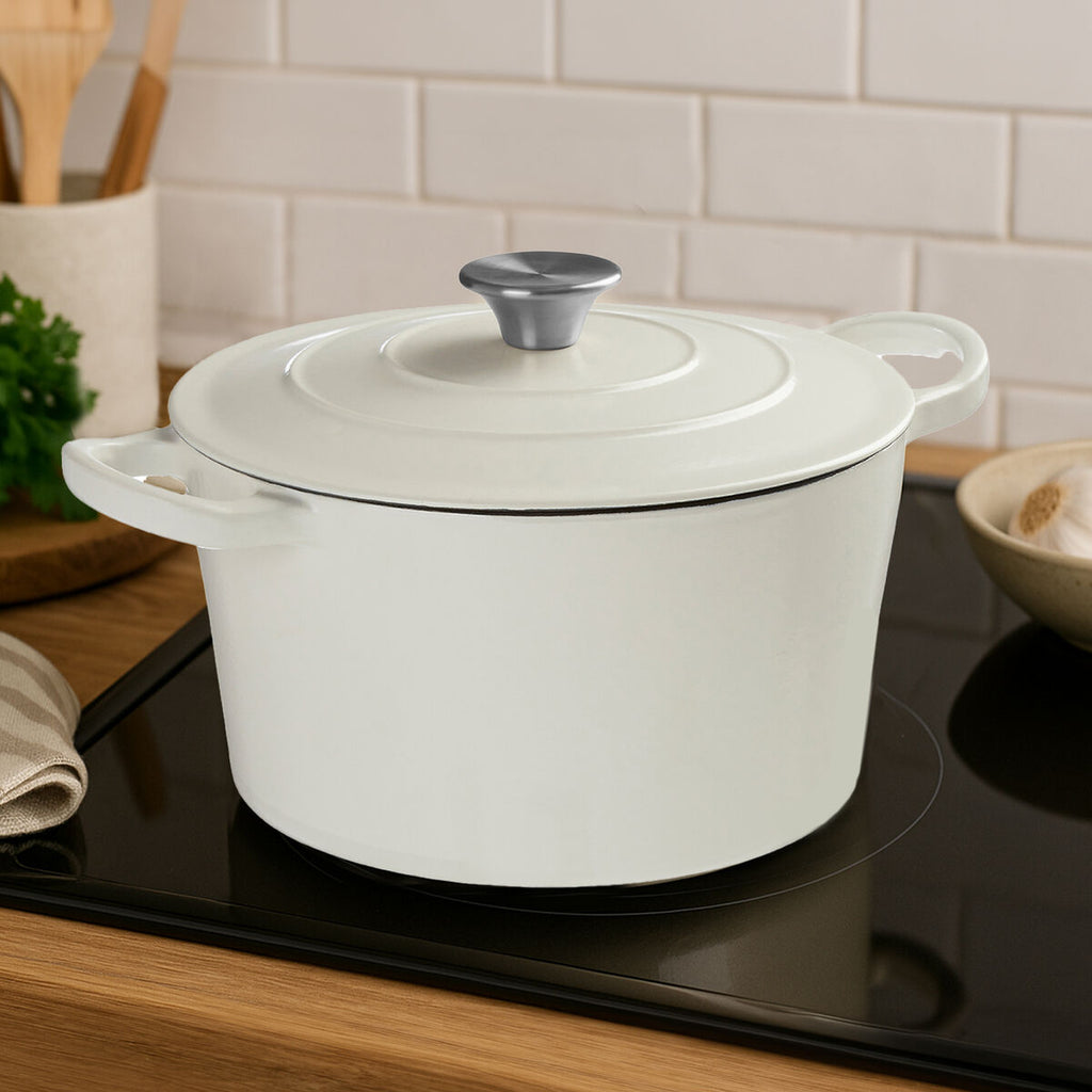 White Cast Iron 23cm Casserole Dish