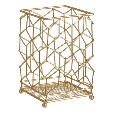 Matte Gold Geometric Utensil Holder